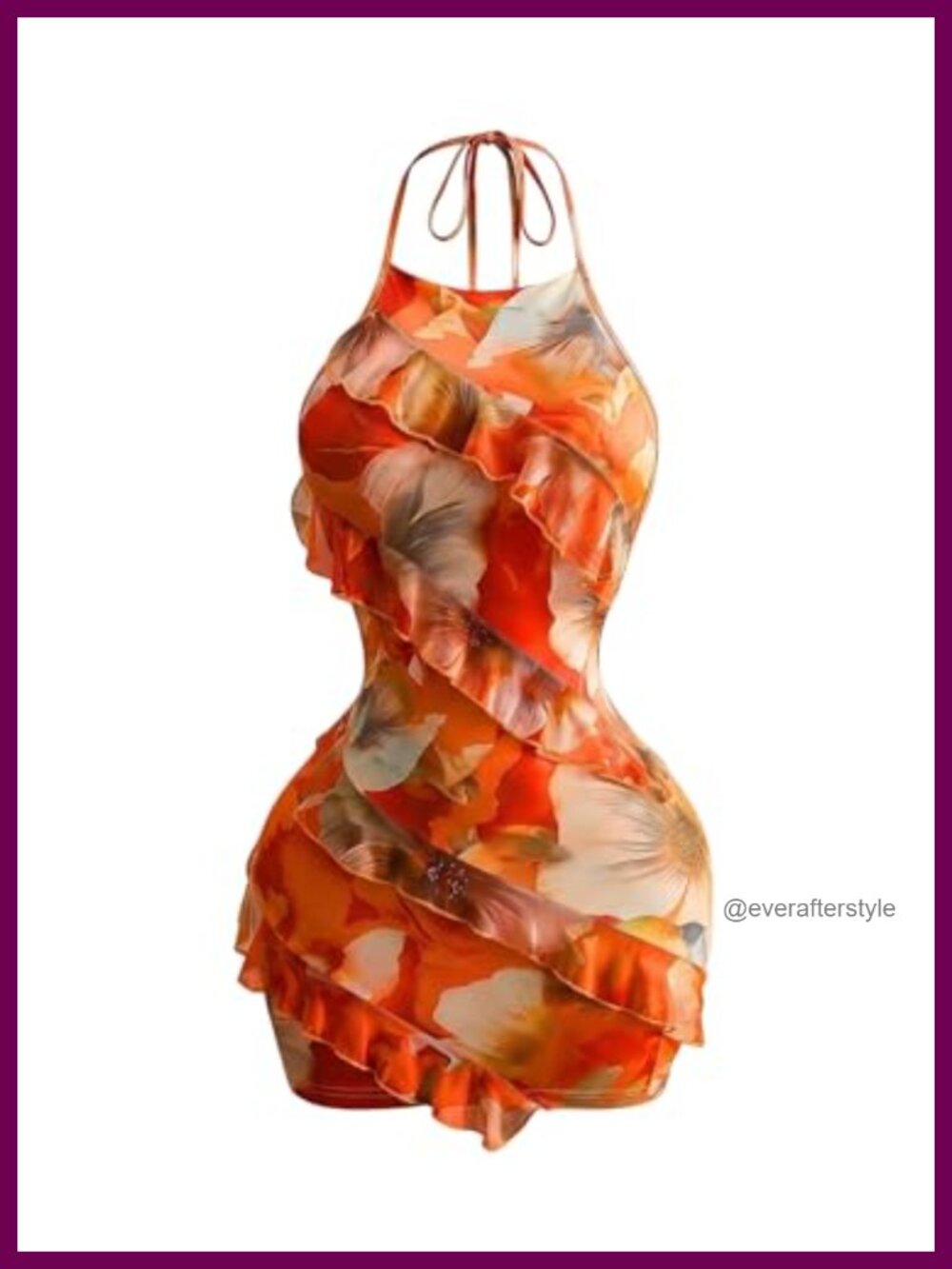 Boho Floral Halter Mini Dress Backless Bodycon Ruffle Sleeveless